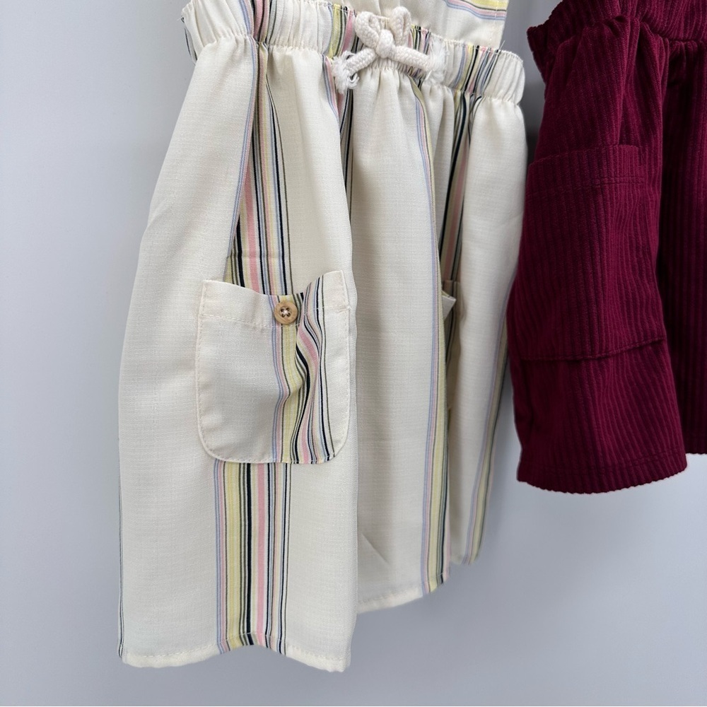 GIRLS 3T Boho OVERALLS Dress LOT Stripe Burgundy PREPPY PEASANT Modern JUMPERS - Picture 3 of 7
